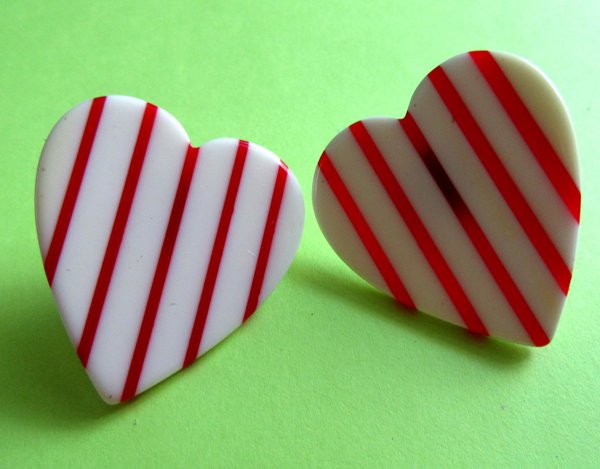 1980's Lucite Heart Earrings Vintage Jewelry Valentines Day