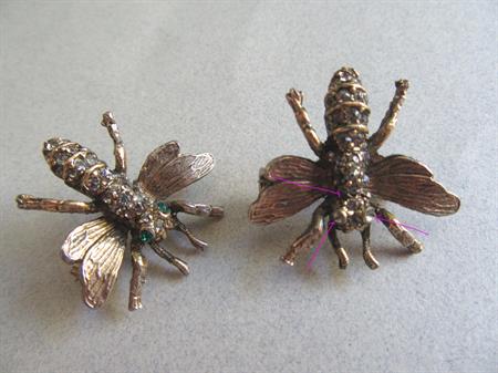 Rhinestone Bee Scatter Pin Set Vintage Jewelry 