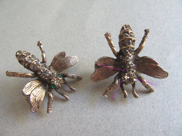 Rhinestone Bee Scatter Pin Set Vintage Jewelry 