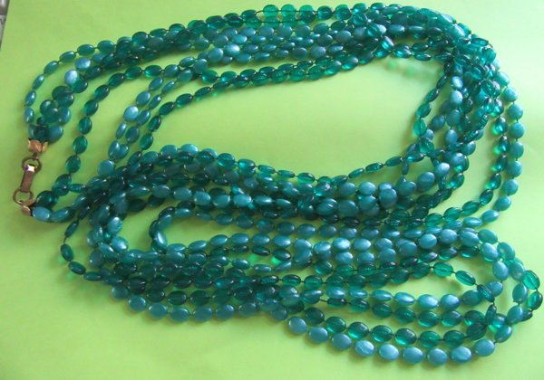 Mod Long Blue Necklace Vintage Jewelry 1960's Accessories 