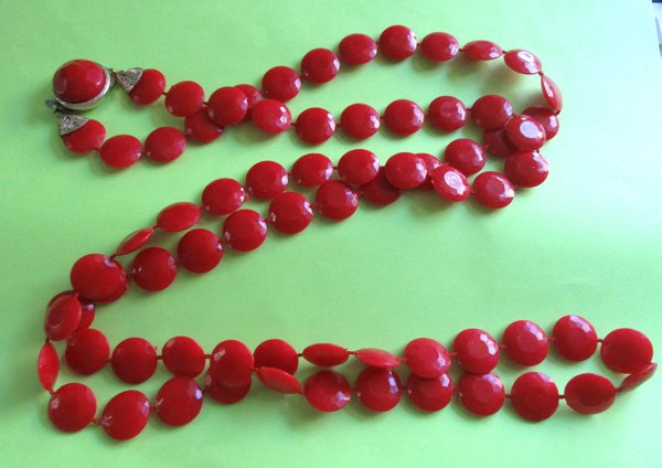 Mod 1960's Red Necklace Hong Kong Vintage Jewelry