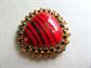 Mid Century Red Venetian Art Glass Rhinestone Pin Brooch MCM Vintage Costume Jewelry 1950's Accessories