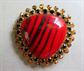 Mid Century Red Venetian Art Glass Rhinestone Pin Brooch MCM Vintage Costume Jewelry 1950's Accessories