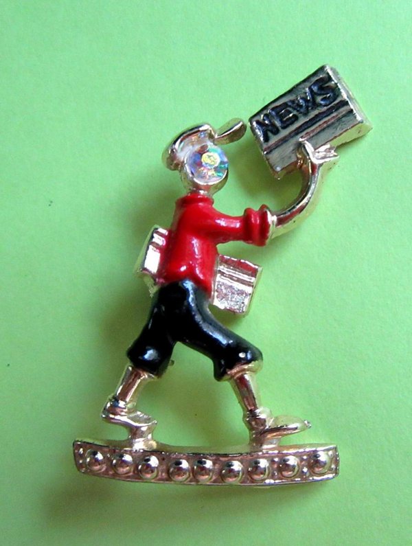 1950's News Boy Pin Newsie Vintage Jewelry Journalist Gift 