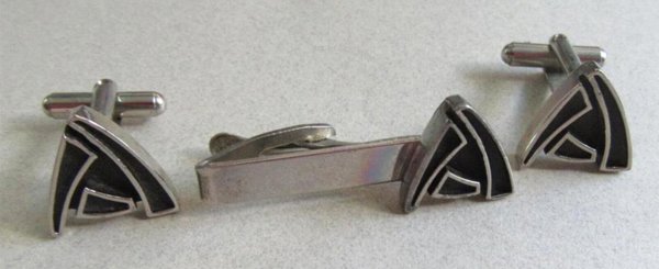 Vintage Cufflinks Tie Bar Set Mens Vintage Jewelry