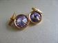 Purple Rivoli Crystal Cufflinks and Tie Tac Set Mens Vintage Jewelry Shirt Accessories