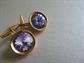 Purple Rivoli Crystal Cufflinks and Tie Tac Set Mens Vintage Jewelry Shirt Accessories