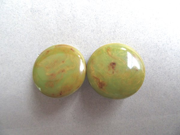  Bakelite Earrings Green Swirl Vintage Jewelry 
