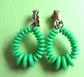 Mod Green Clip On Earrings Vintage Costume Jewelry '60's Accessories