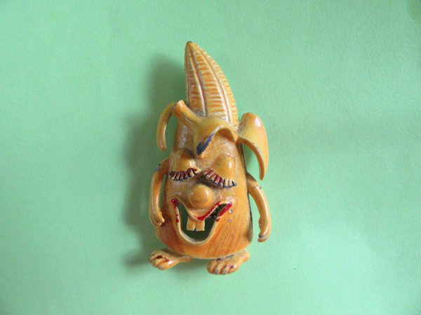 Vintage Anthropomorphic Corn Pin Signed Wesco
