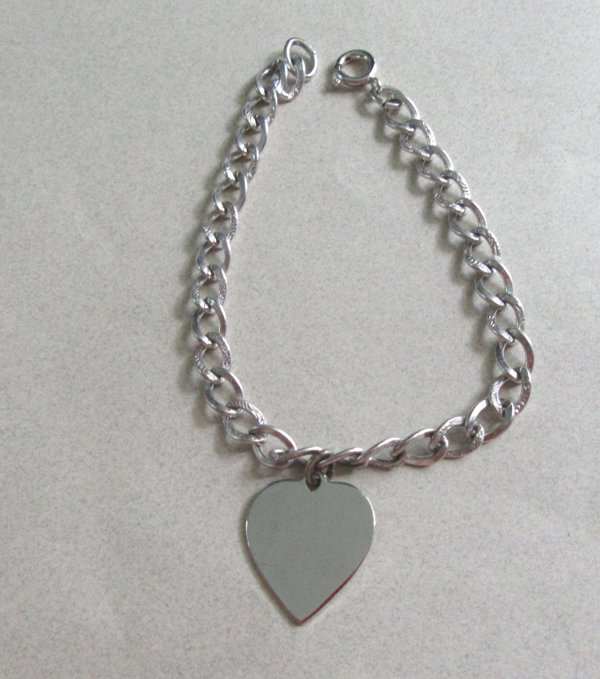 Vintage Sterling Silver Heart Charm Bracelet Fine Vintage Jewelry 