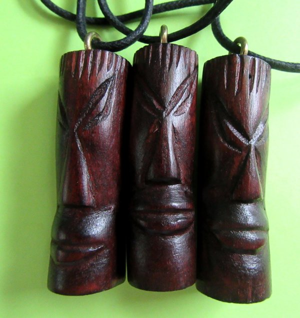 Hand Carved Wood Tiki Idol Necklace St. Lucia Local Artist Your Choice Never Worn