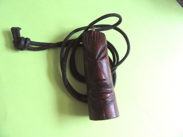 Wood Tiki Idol Necklace Never Worn St. Lucia Local Artist Tribal 