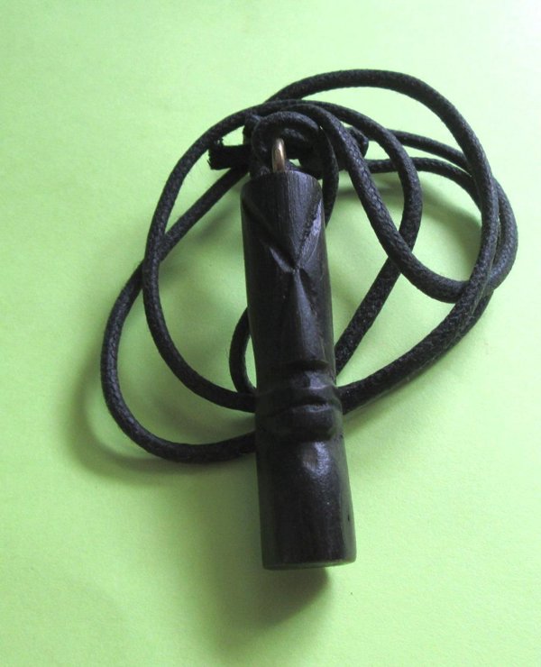 Wood Black Tiki Idol Necklace Never Worn St. Lucia Artist 