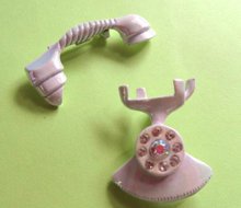 1950's  Rhinestone Telephone Pin Set Vintage Jewelry 