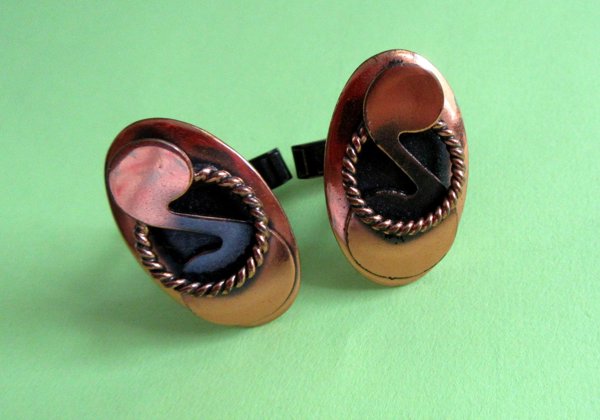 Copper Cufflinks Mid Century Mens Vintage Jewelry 