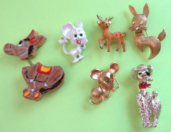 Critter Pin Lot Vintage Jewelry 