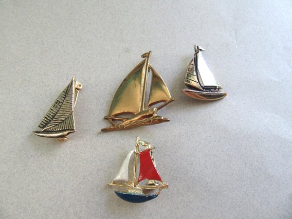 Sail Boat Pin Lot Sailing Vintage Jewelry 