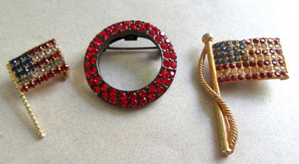 Rhinestone Flag Pins Lot