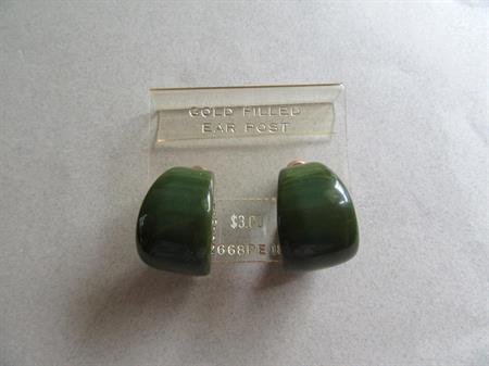 Bakelite Green Earrings Pierced Old Store Stock Never Worn Vintage Costume Jewelry