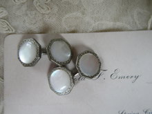 Art Deco Mother of Pearl Cufflinks Mens Vintage Jewelry Groom Wedding 