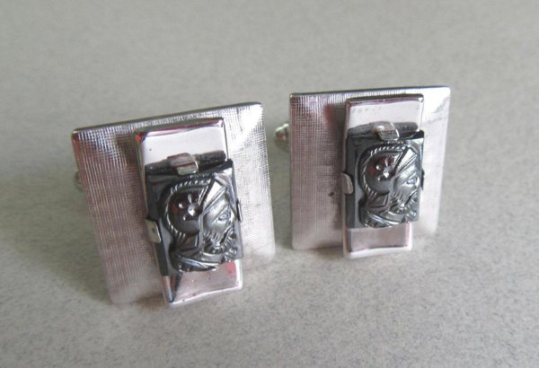 1950's Hematite Cufflinks Mens Vintage Jewelry 