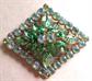 Green  Rhinestone Pin Vintage Jewelry