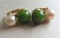 Mid Century Bakelite and Faux Pearl Clip On Earrings Creamed Spinach Vintage Costume Jewelry 1950s Accessories