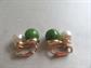 Mid Century Bakelite and Faux Pearl Clip On Earrings Creamed Spinach Vintage Costume Jewelry 1950s Accessories