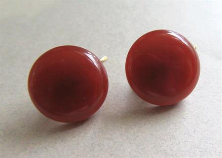 Bakelite Earrings Clip on Buttons Dark Brick Vintage Costume Jewelry 1950's Accessories