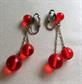 Mod Hot Orange Lucite Ball Earrings Clip On 1960's Costume Jewelry 60's Accessories