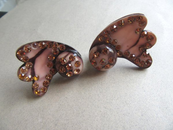 1940's Celluloid Rhinestone Earrings Vintage Jewelry