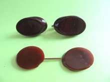 Vintage Bakelite Hat Pin and Lucite Brown Earrings 