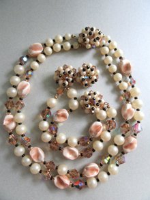 1950's Crystal Necklace Set Vintage Jewelry 