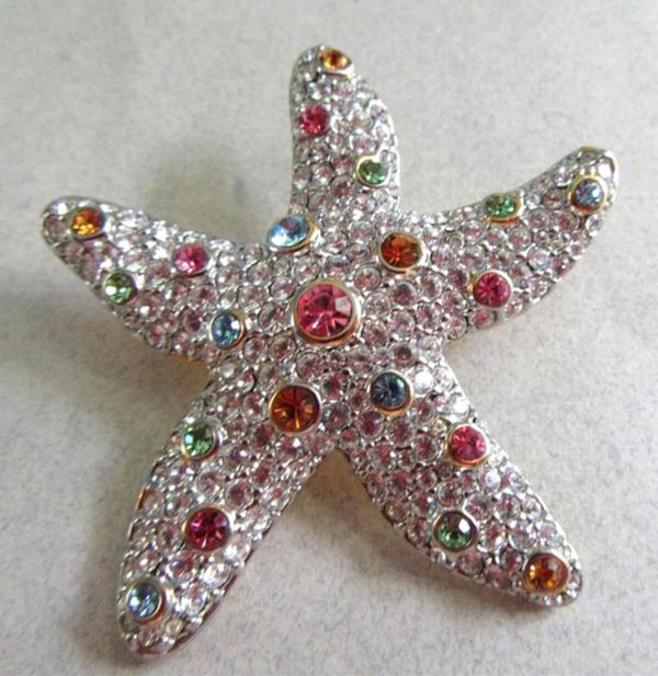Rhinestone Starfish Pin Vintage Jewelry