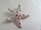 Pastel Rhinestone Starfish Pin Brooch Costume Jewelry Nautical Beach Tropical