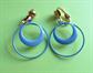 Mod 1960's Blue Metal Hoop Clip On Earrings Vintage Costume Jewelry 60's Accessories Old Store Stock