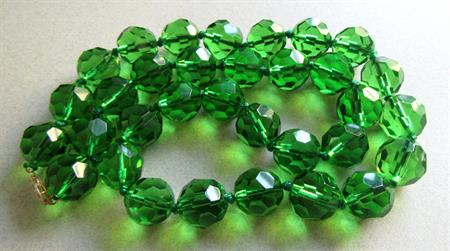 Brilliant Faceted Green Crystal ? Necklace 14k Gold Clasp Fine Jewelry