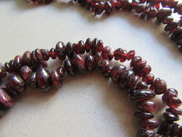 Genuine Garnet Chip Necklace Gemstone Dark Merlot  36" Long