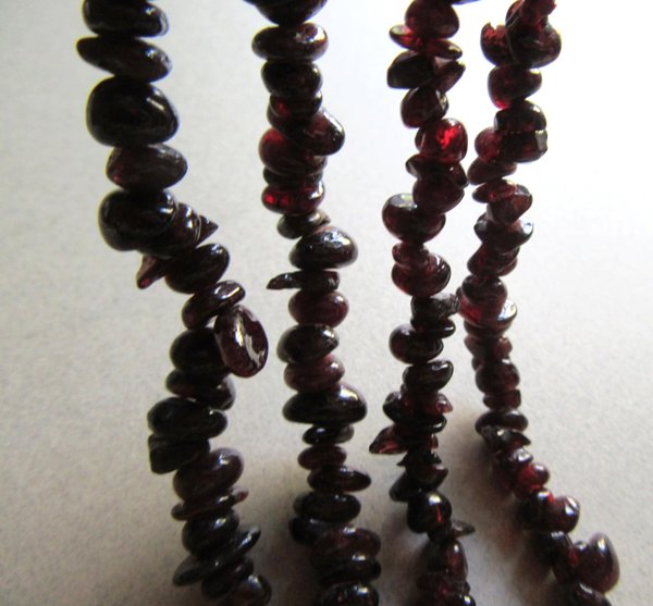 Genuine Garnet Chip Necklace Gemstone Dark Merlot  36" Long