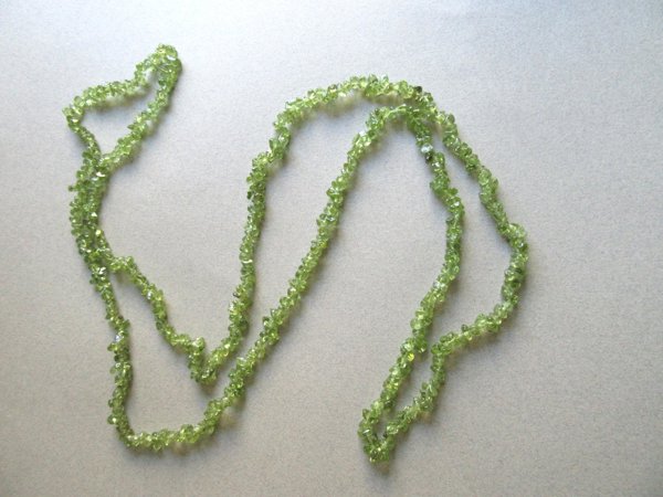 Genuine Peridot Chip Infinity Necklace  Green Gemstone Chakra 