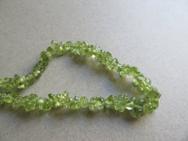 Genuine Peridot Chip Infinity Necklace  Green Gemstone Chakra 