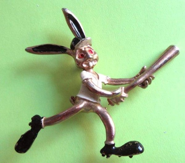 Vintage Reinad ? Bugs Bunny Baseball Pin  Rare? Figural