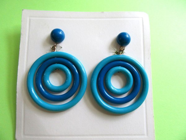 1960's Mod Blue Earrings Vintage Jewelry 