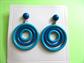 1960's Mod Blue Clip On Earrings Concentric Rings Old Store Stock Never Worn Vintage Costume Jewelry Twiggy Go Go