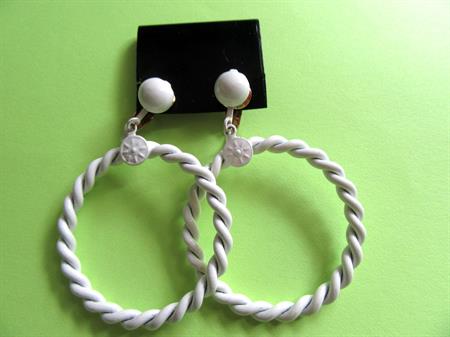 1960's Mod Metal Rope Hoop Earrings Clip Ons Old Store Stock Unworn Vintage Costume Jewelry Nautical