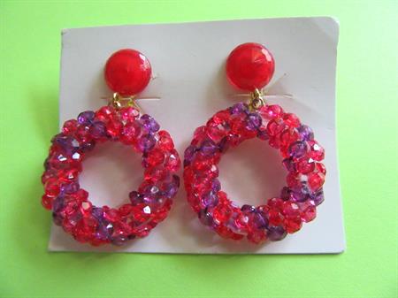 Mod 1960's Hoop Earrings Pink Red Purple Old Store Stock Unworn Vintage Costume Jewelry '60's Accessories