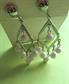 1960's Mod Earrings Silver and White Dangle Clip Ons Vintage Costume Jewelry 60's Accessories