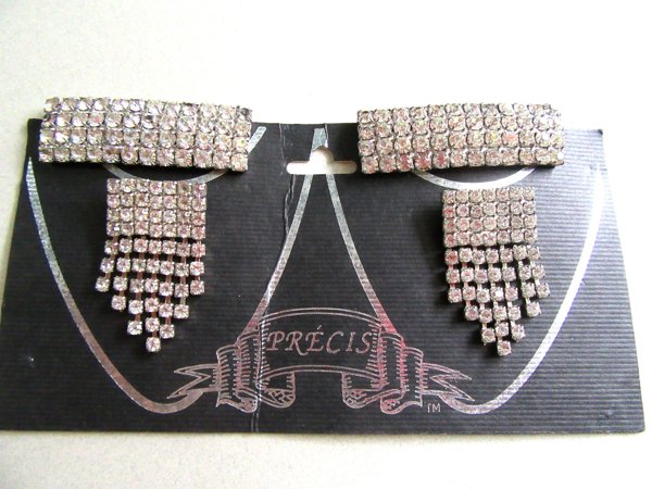 Art Deco Style Rhinestone Shoe Clips Set Vintage Jewelry 