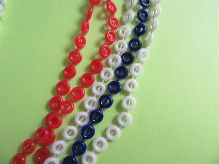 1960's Mod Long Necklace Red White Blue Vintage Jewelry 